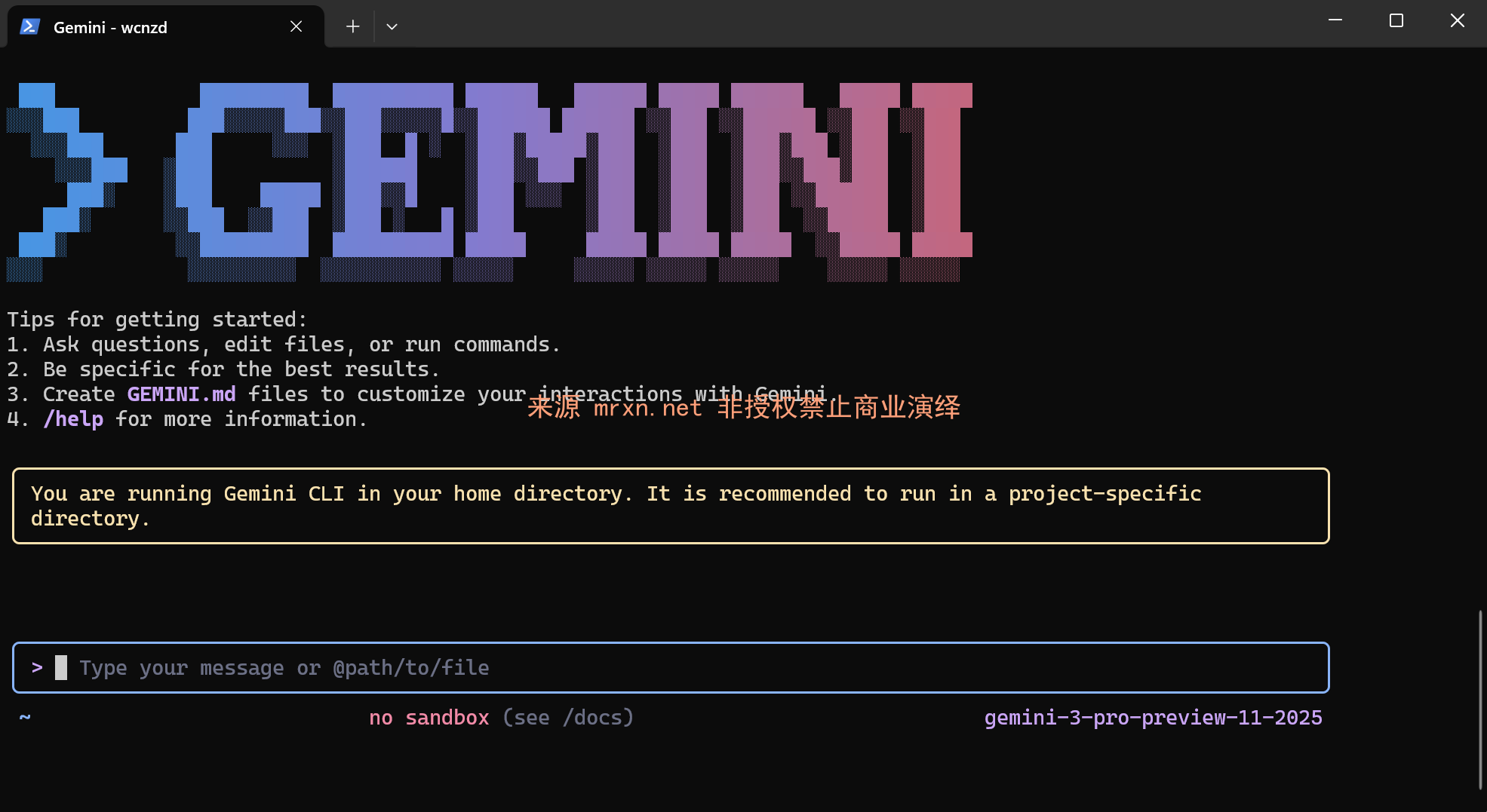 Google gemini gemini-3-pro-preview-11-2025 模型可在 cli 使用